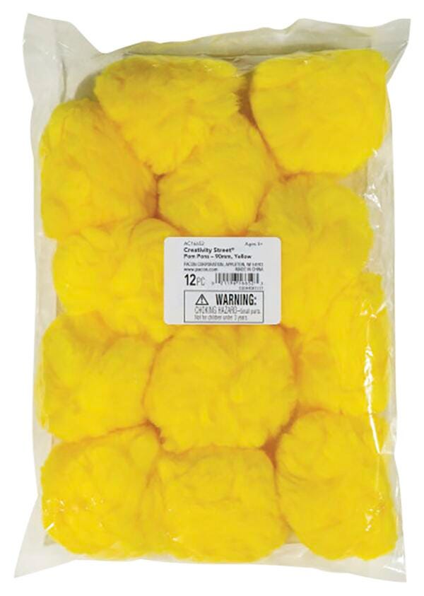 BALL POM PONS MAX 90MM YELLOW - PACK OF 12