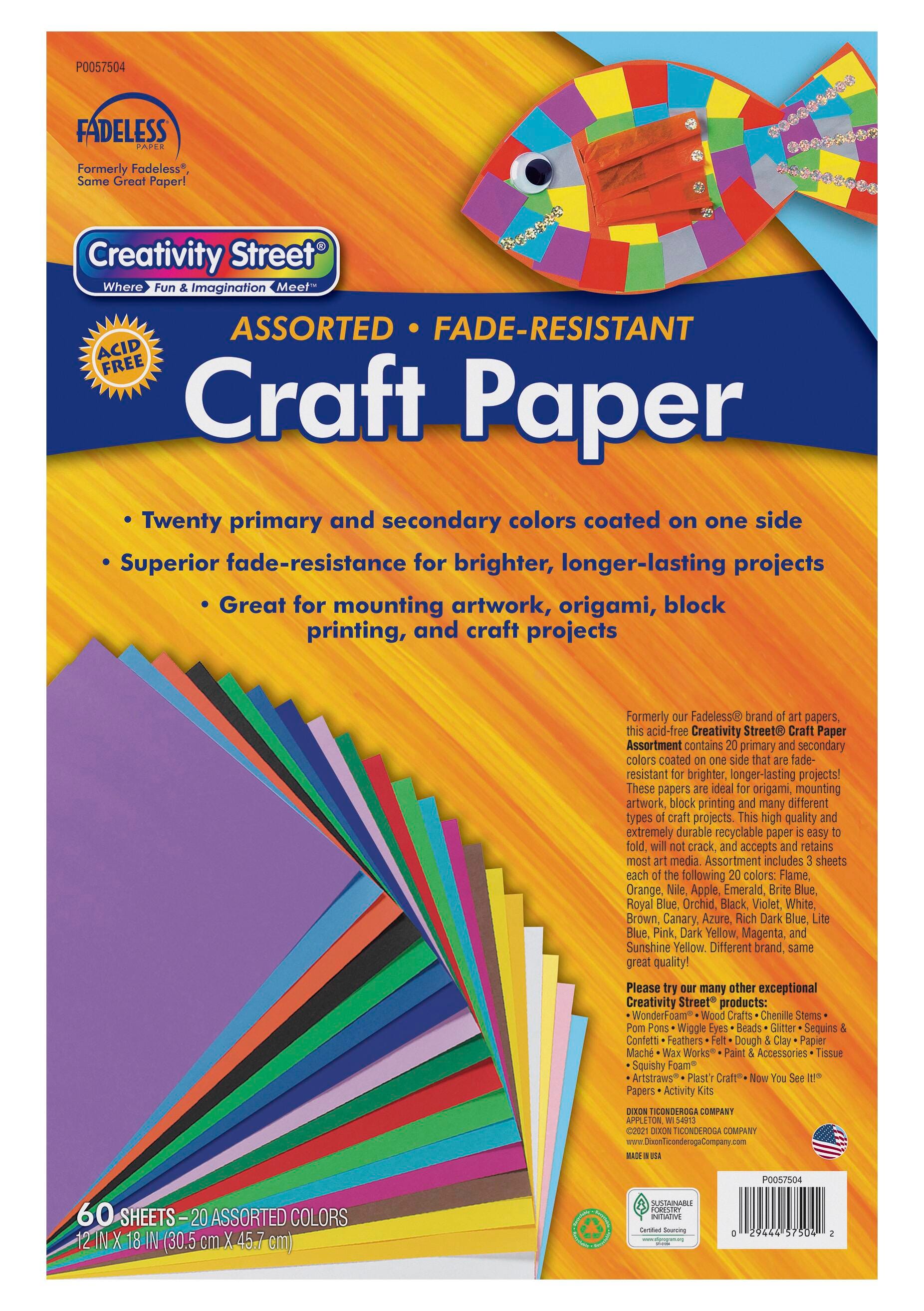 PAPER FADELESS 12X18 IN ASSORTED COLORS 60 SHTS