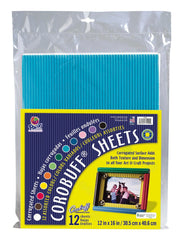 PAPER CORRUGATED COROBUFF 12X16 IN ASSORTED COLORS 12 SHTS