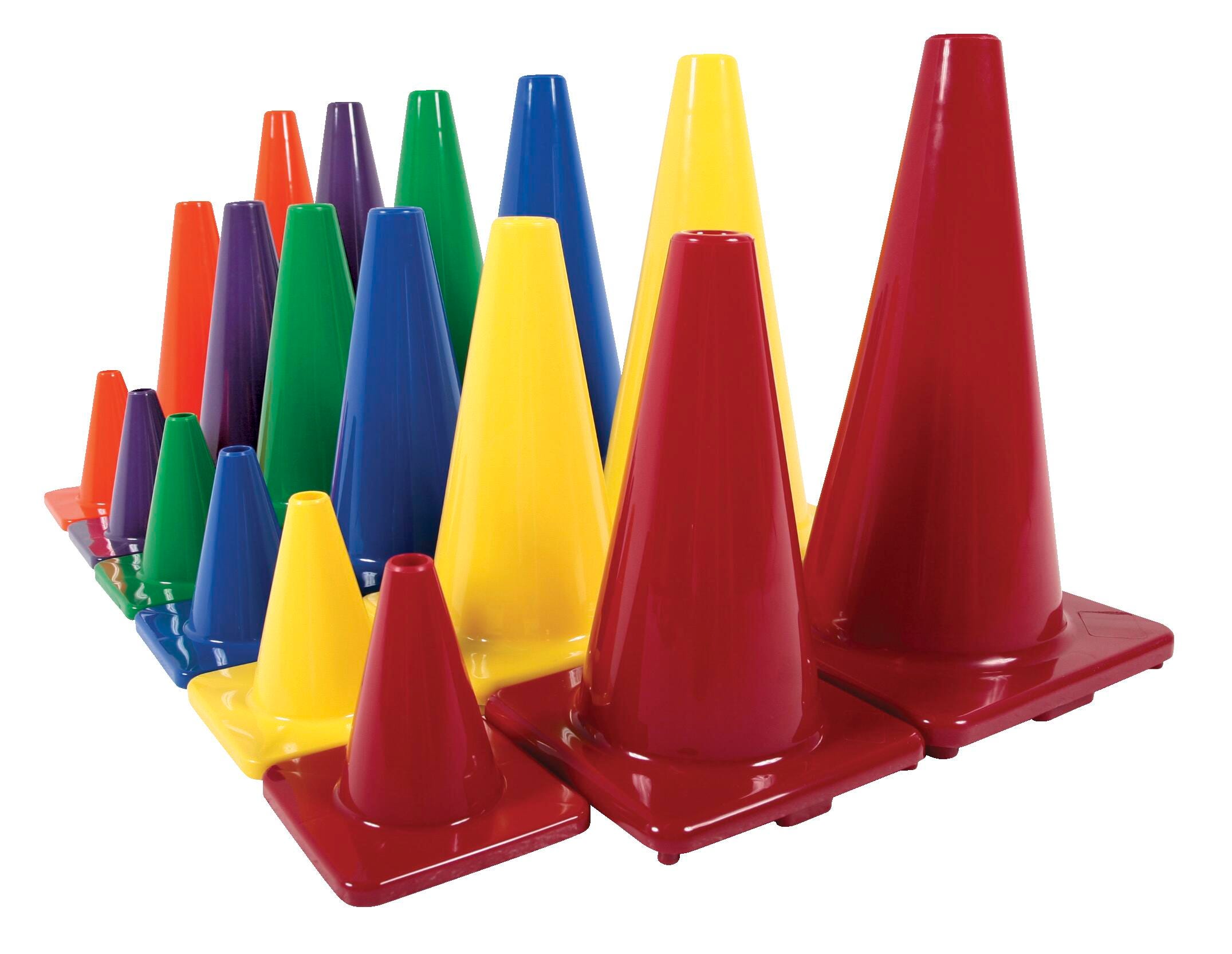 CONE SAFETY CONES ASST COLORS 12 INCH HIGH -SET OF 6