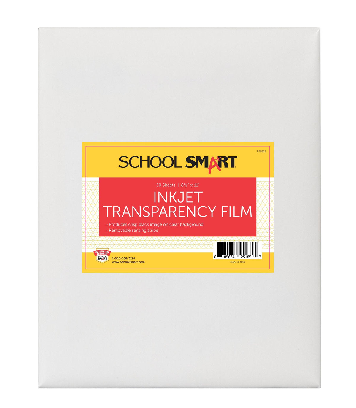 TRANSPARENCY FILM INKJET W/REMOVABLE STRIP PACK OF 50 - SCHOOL SMART
