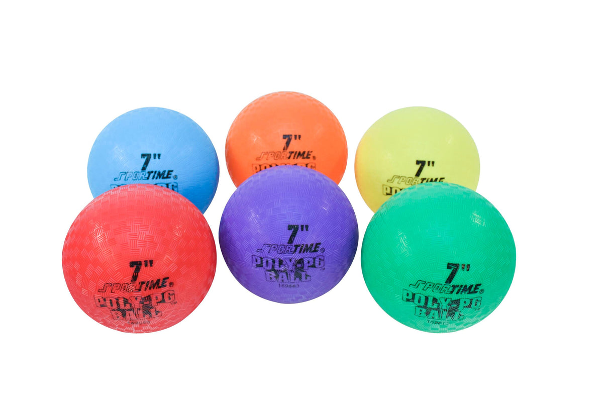 SPORTIME BALL POLY PG 7 INCH ASST COLORS - SET OF 6