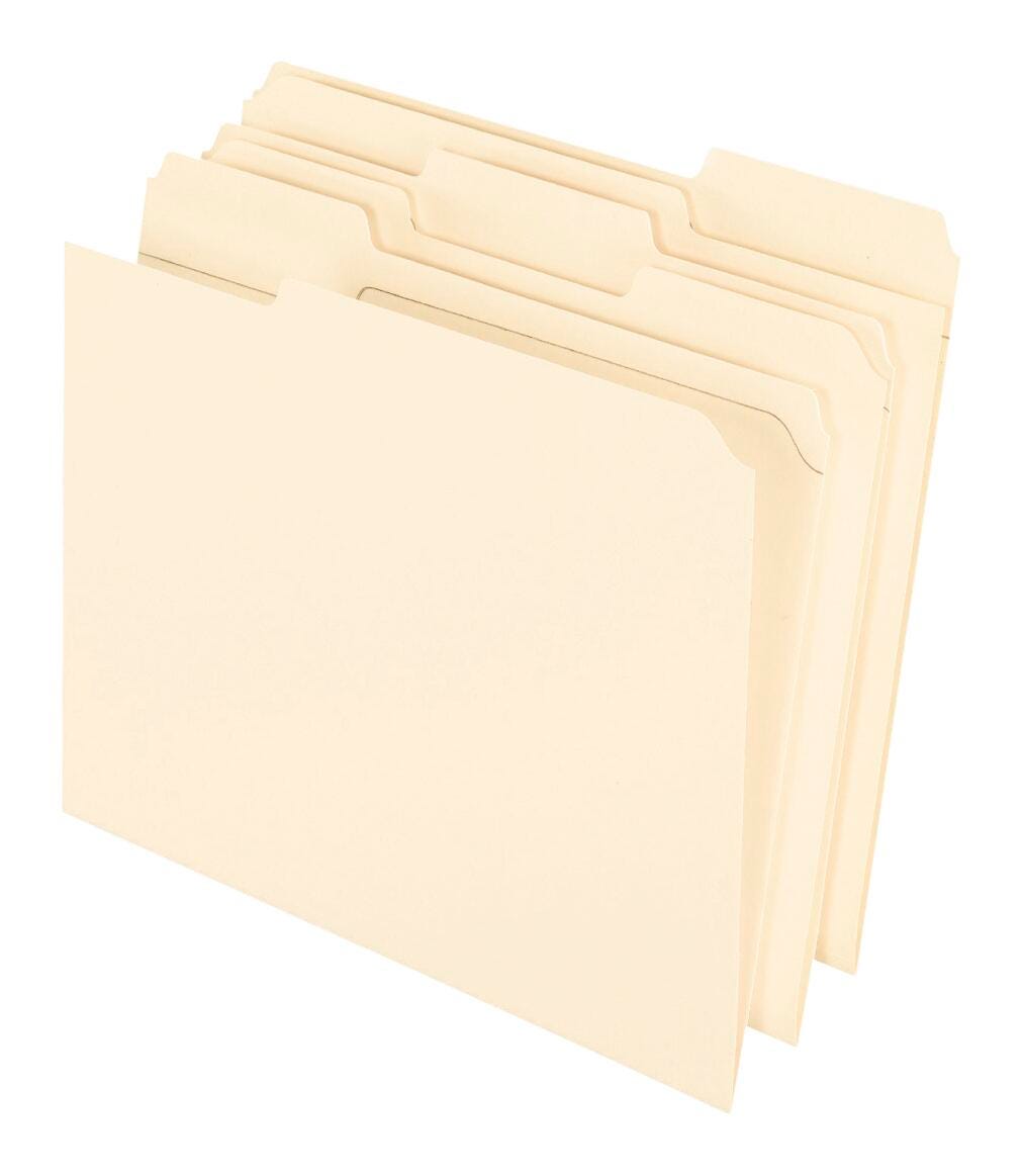 FILE FOLDER REINFORCED LETTER 1/3 CUT MANILA PK OF 100