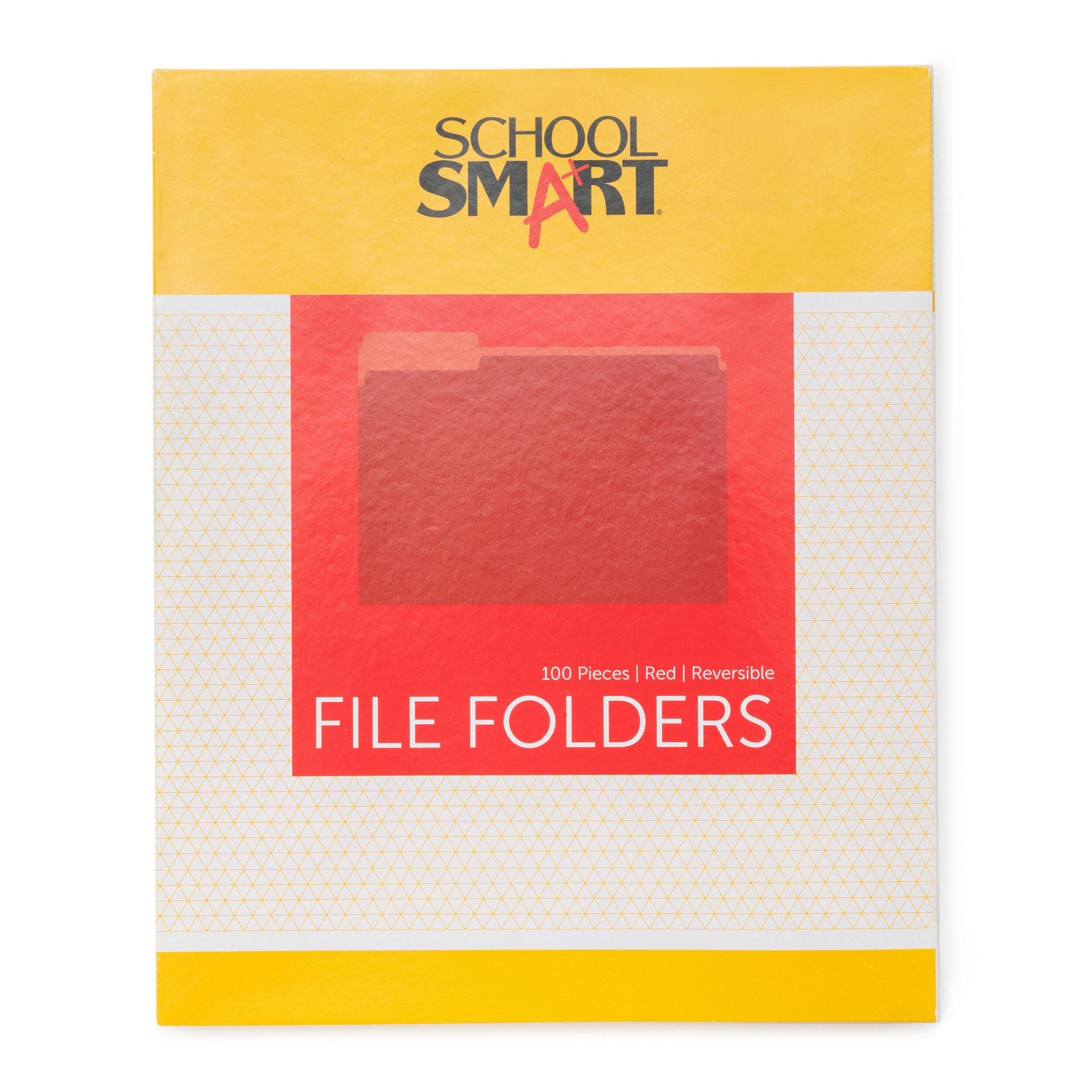FILE FOLDER REVERSIBLE SCHOOL SMART LETTER 1/3 CUT RED PK OF 100
