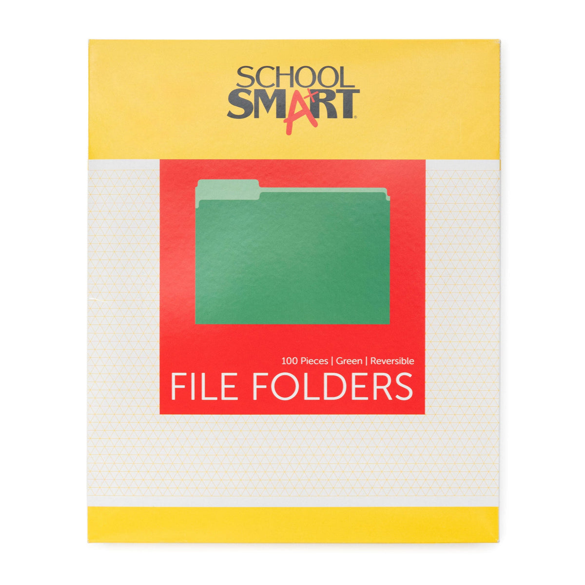 FILE FOLDER REVERSIBLE SCHOOL SMART LETTER 1/3 CUT GREEN PK OF 100