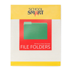 FILE FOLDER REVERSIBLE SCHOOL SMART LETTER 1/3 CUT GREEN PK OF 100