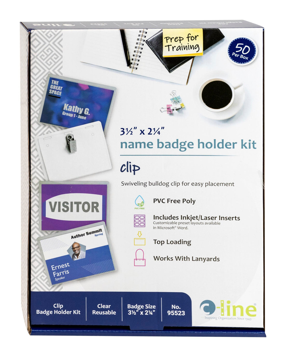 NAME BADGE HOLDER PLASTIC W/CLIP PK OF 50