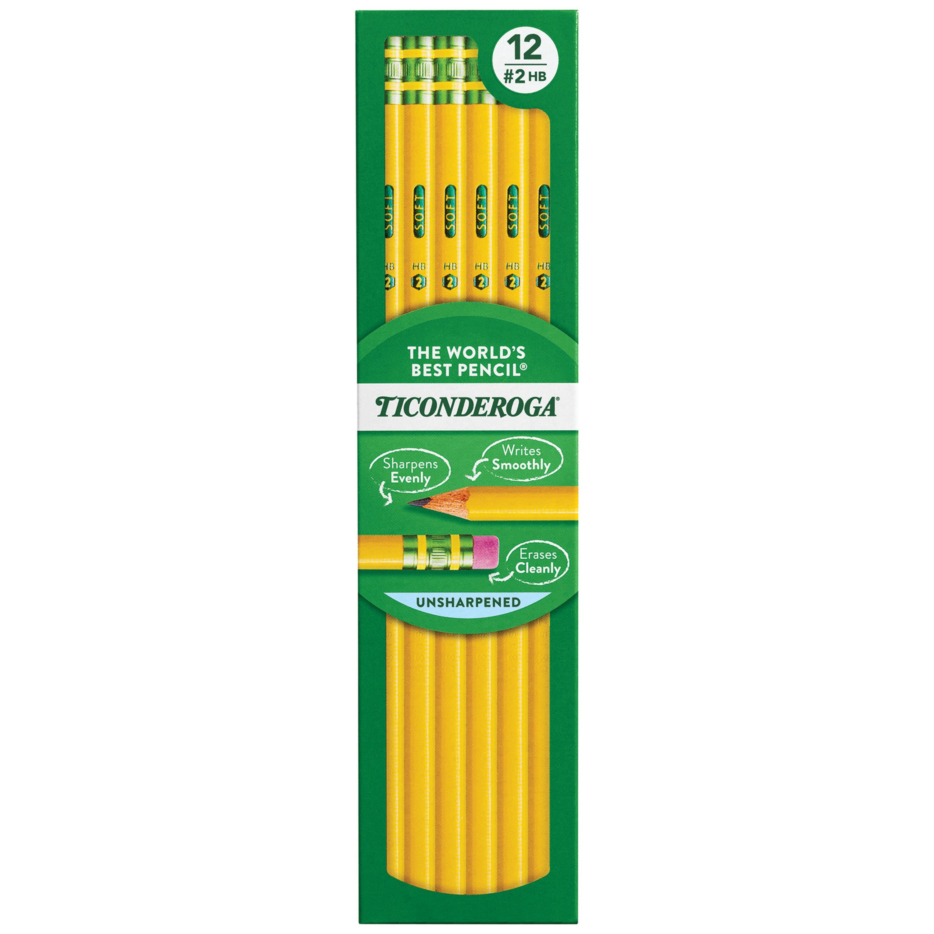 UNSHARPENED TICONDEROGA NO 2 YELLOW PENCIL PACK OF 12