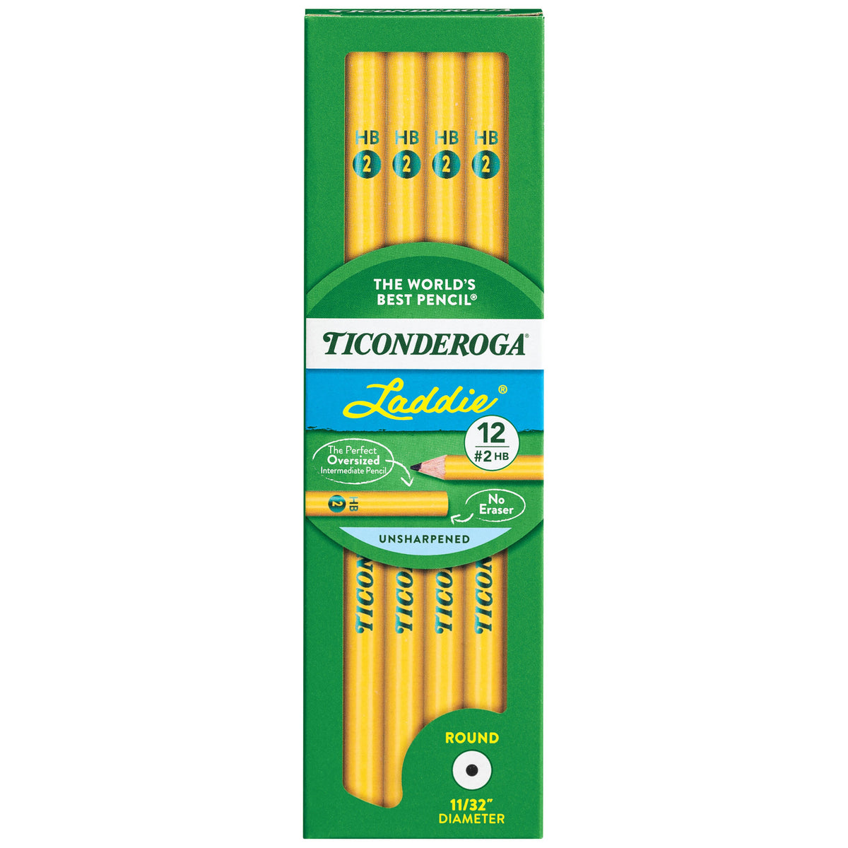PENCIL LADDIE NO ERASER NO. 2 YELLOW DIX13040 PACK OF 12