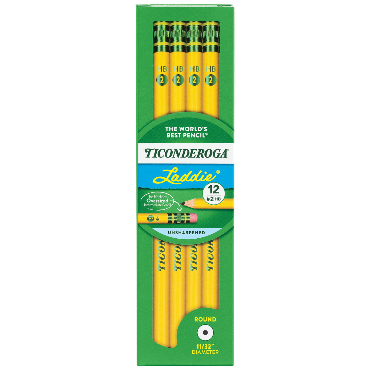 PENCIL LADDIE W/ERASER NO.2 SOFT YELLOW DIX13304 PACK OF 12