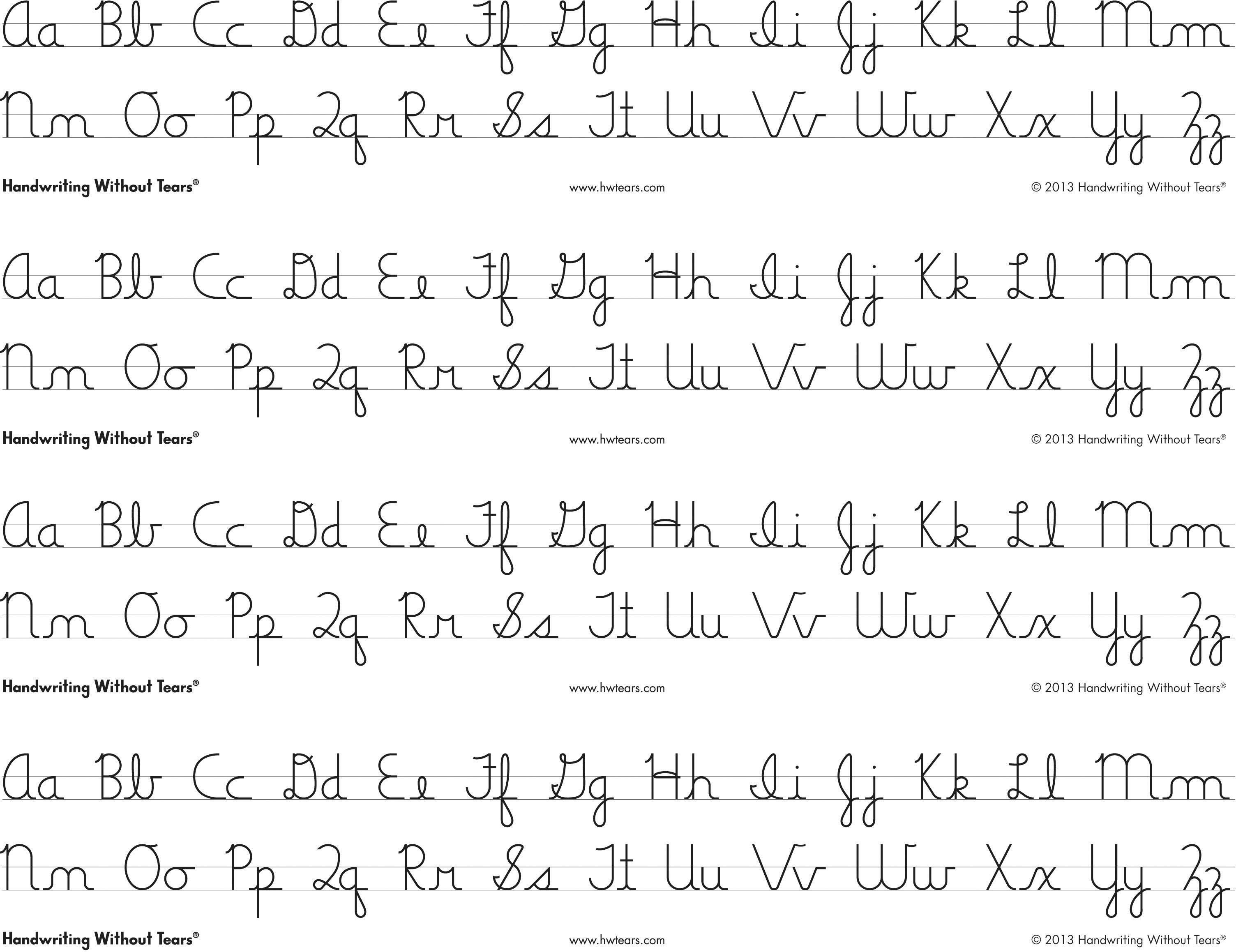 CURSIVE ALPHABET DESK STRIPS - 4 STRIPS PER SHEET