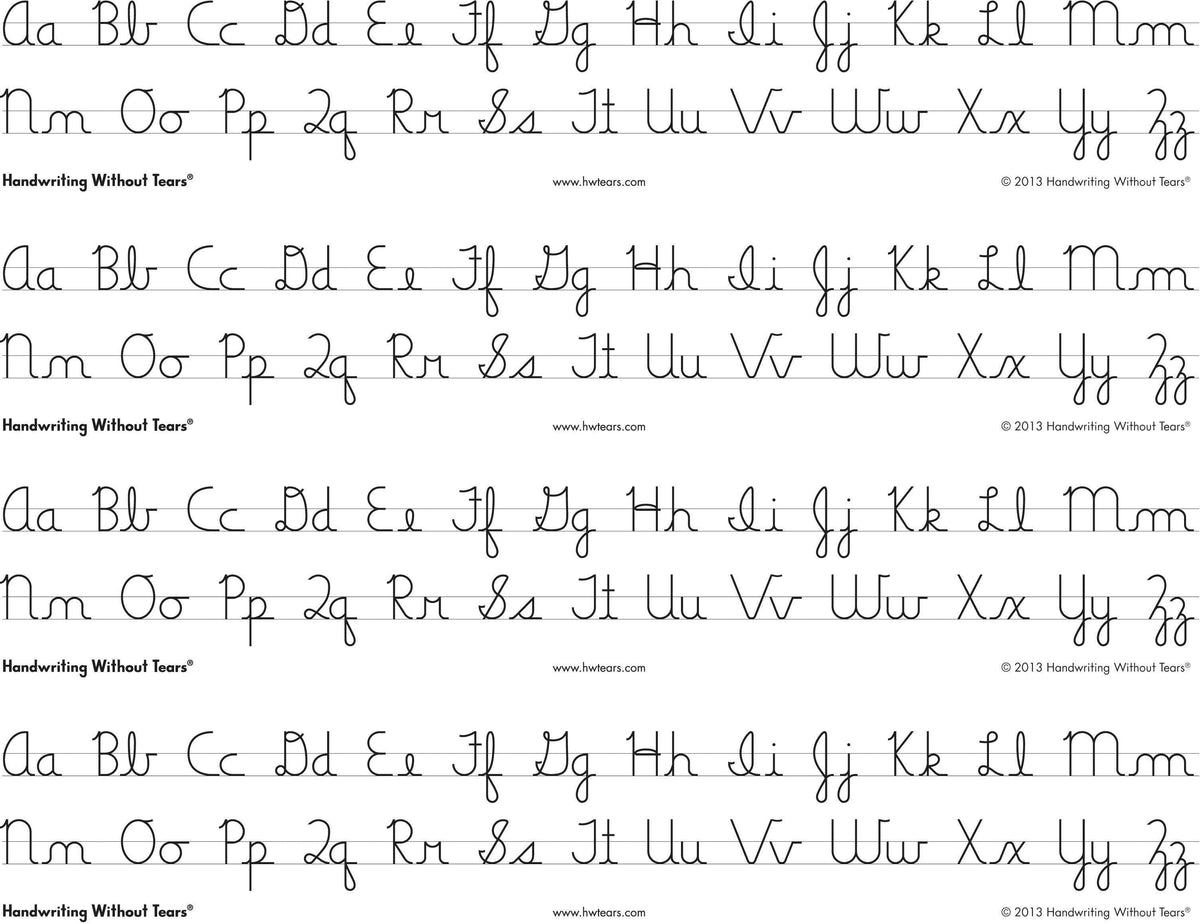 CURSIVE ALPHABET DESK STRIPS - 4 STRIPS PER SHEET