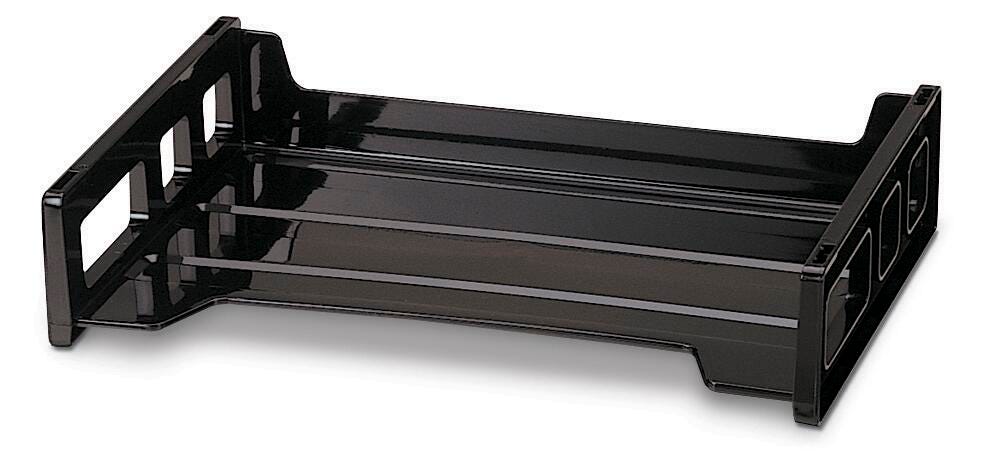 ORGANIZER STACKING PLASTIC LETTER TRAY BLACK