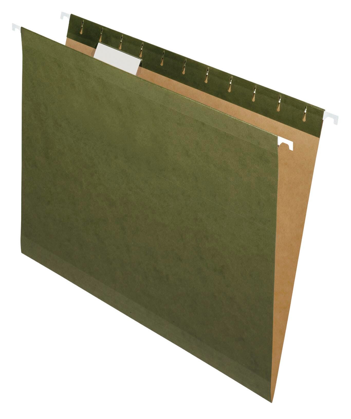 FOLDER FILE HANGING REINFORCED LTR 1/5 CUT GREEN PK OF 25