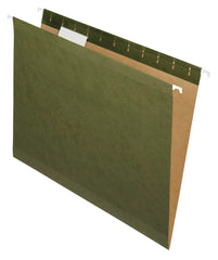 FOLDER FILE HANGING REINFORCED LTR 1/5 CUT GREEN PK OF 25