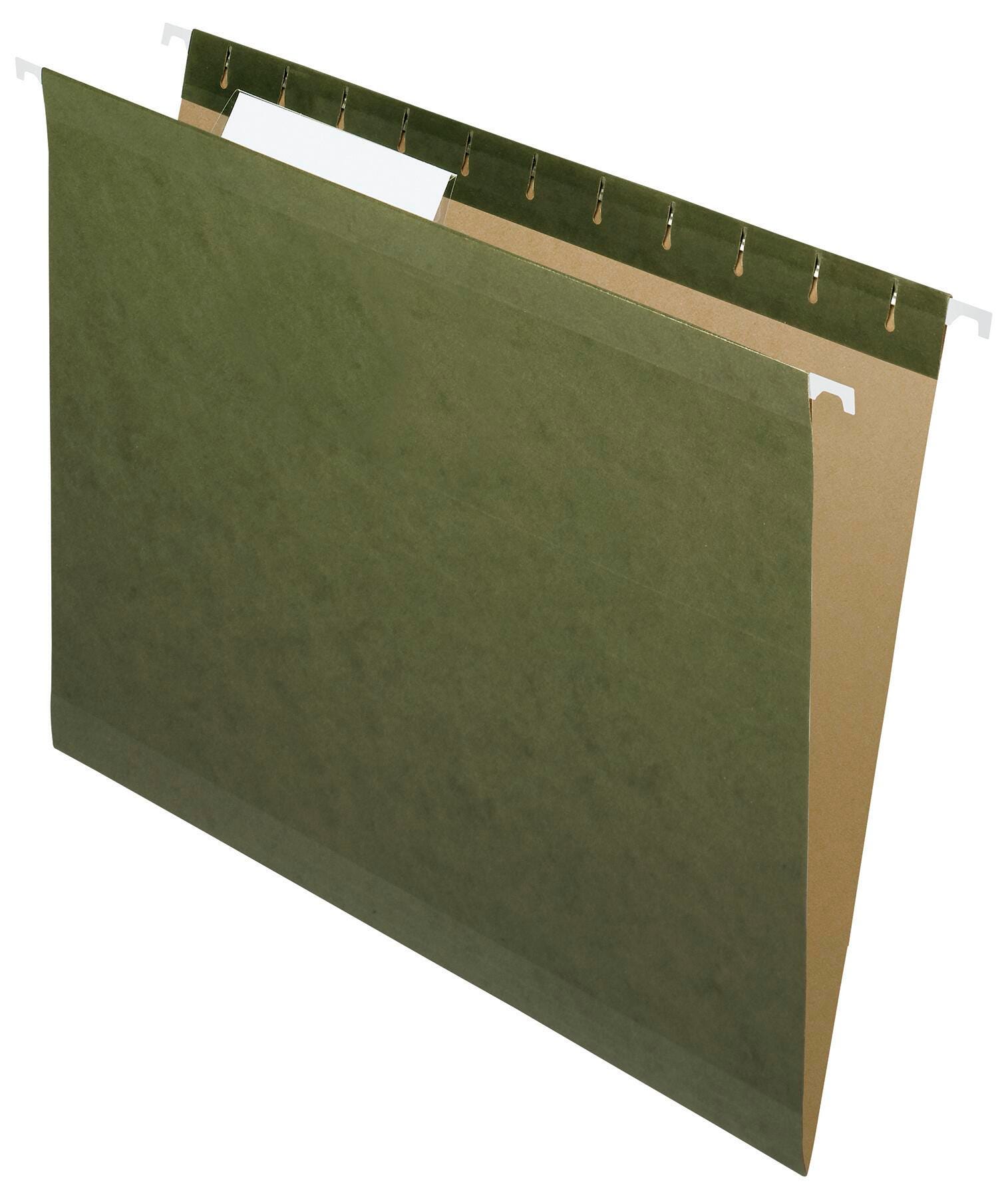 FOLDER FILE HANGING REINFORCED LTR 1/3 CUT GREEN PK OF 25