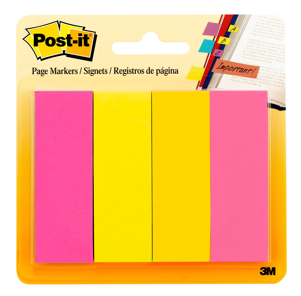 POST-IT PAGE MARKERS 1X3 ASST ULTRA PACK OF 4