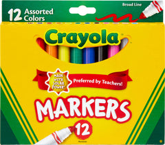 MARKERS CRAYOLA ORIGINAL BROAD LINE ASST COLORS SET OF 12