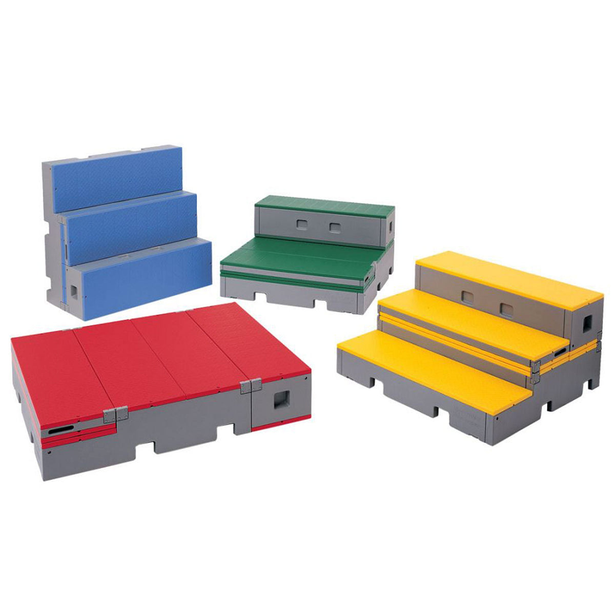 Wenger flipFORMS flexible classroom seating and staging - blue top/grey base