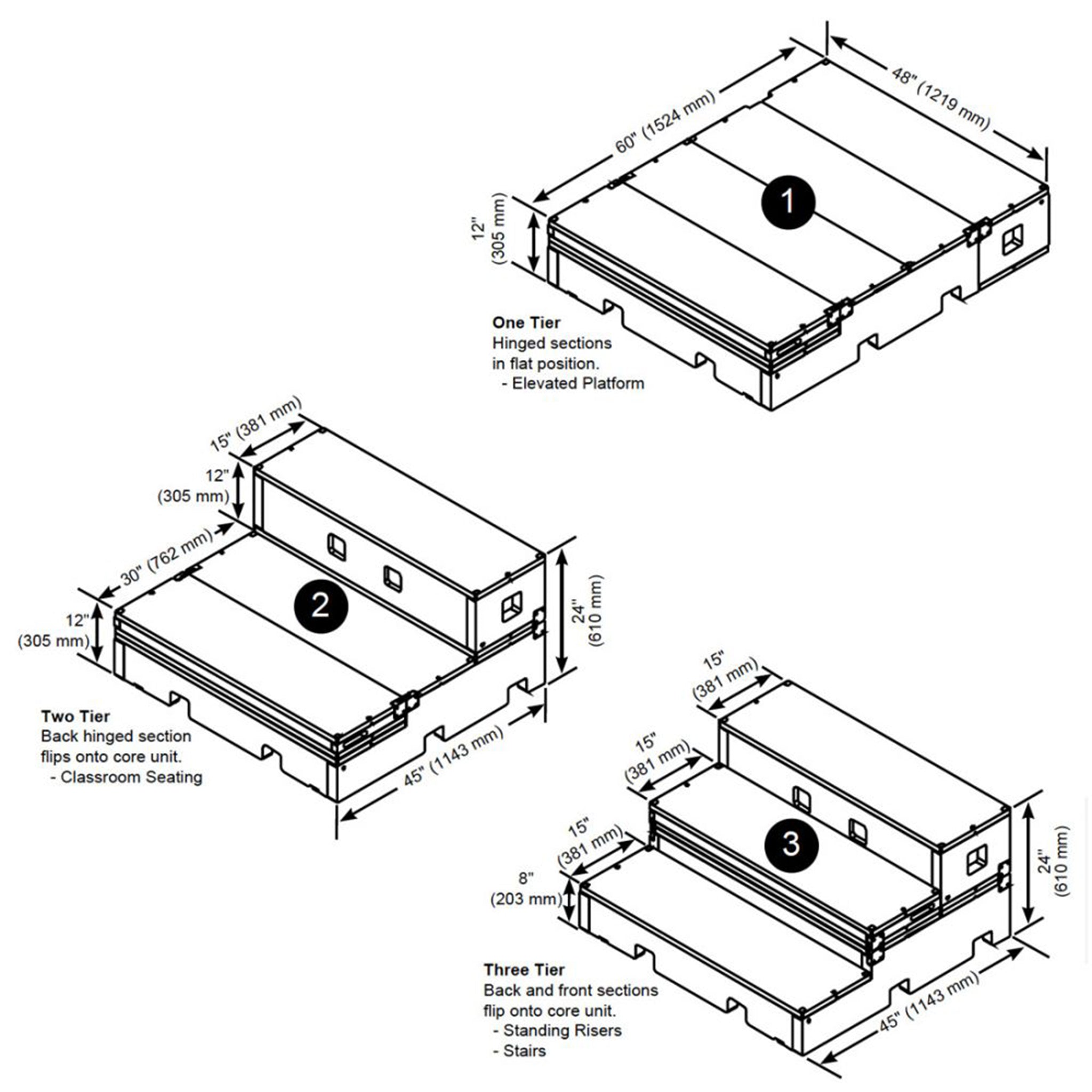 Wenger flipFORMS flexible classroom seating and staging - grey top/grey base