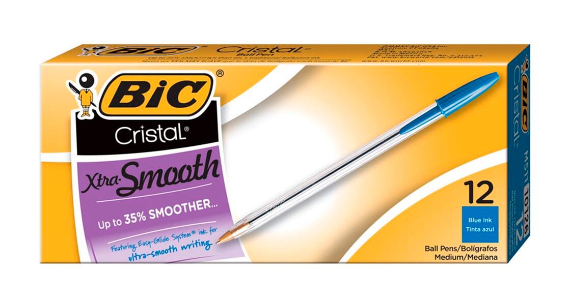 PEN BLUE BALLPOINT CRISTAL STICK MEDIUM 1.0MM PACK OF 12