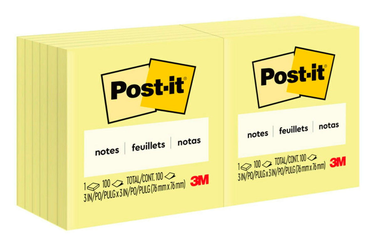 POST-IT NOTES 3X3 CANARY YELLOW PACK OF 12
