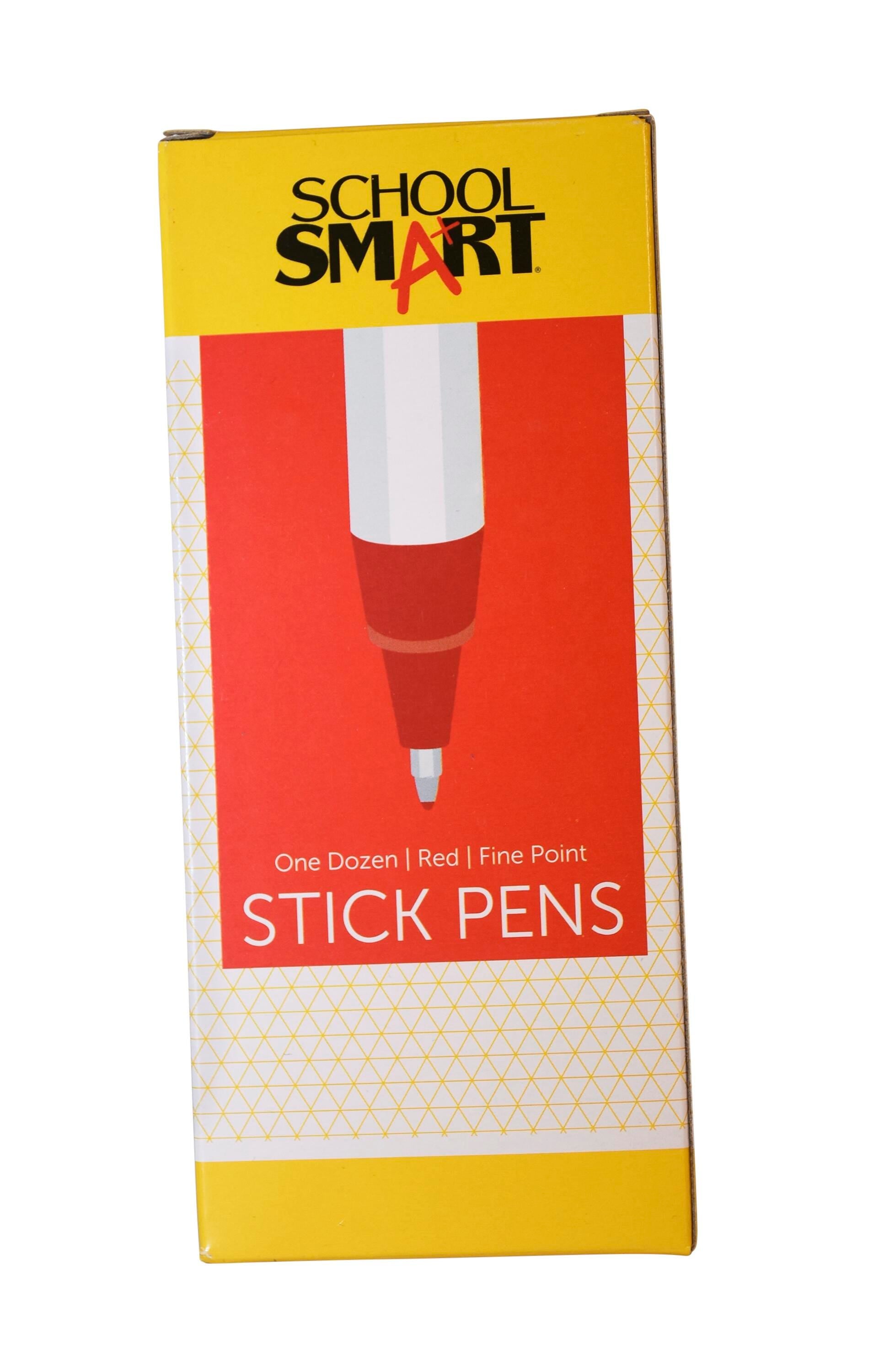 PEN FINE BALLPOINT RED P/12 SCHOOL SMART