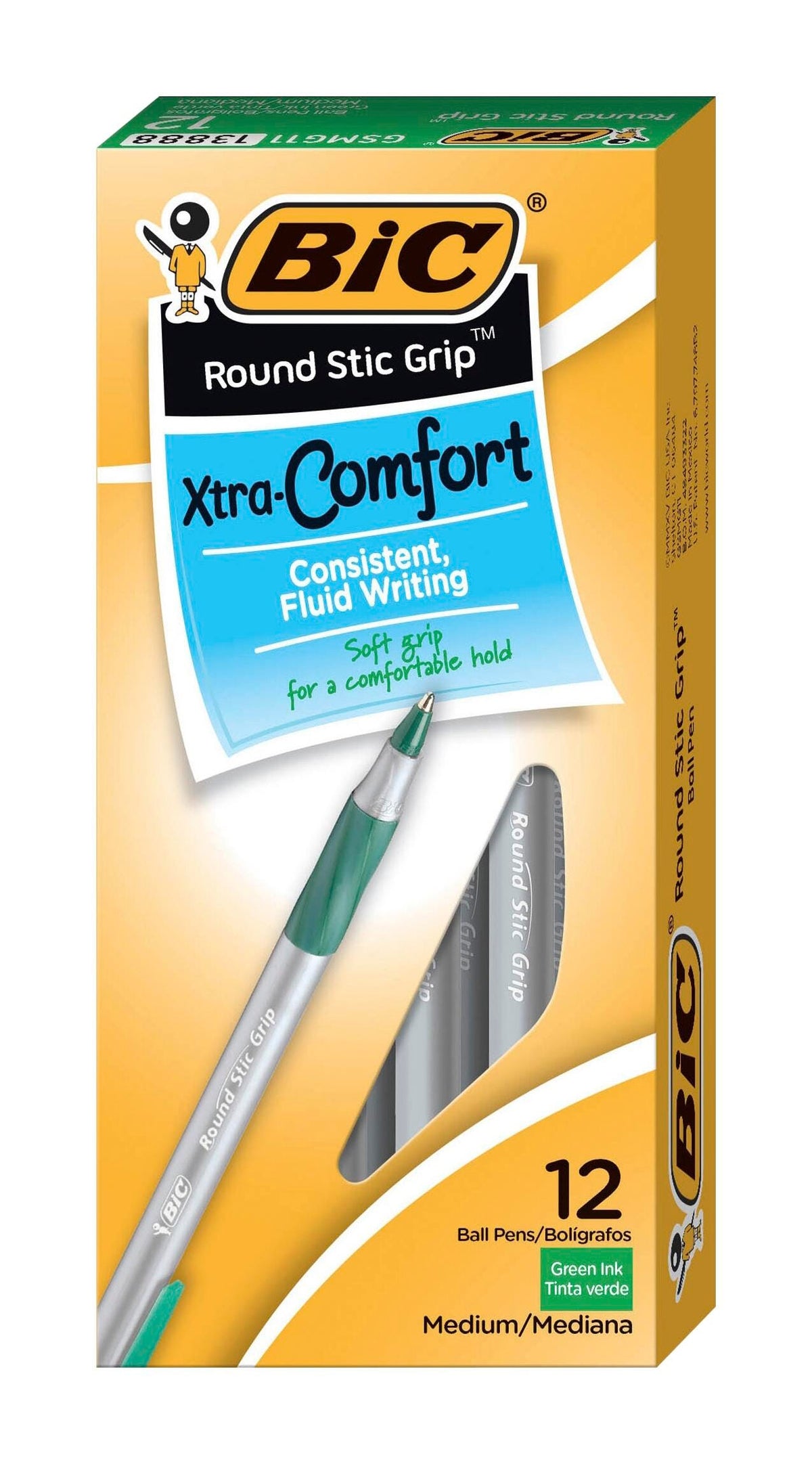 PEN GREEN ULTRA ROUND STIC GRIP MEDIUM 1.2MM PACK OF 12