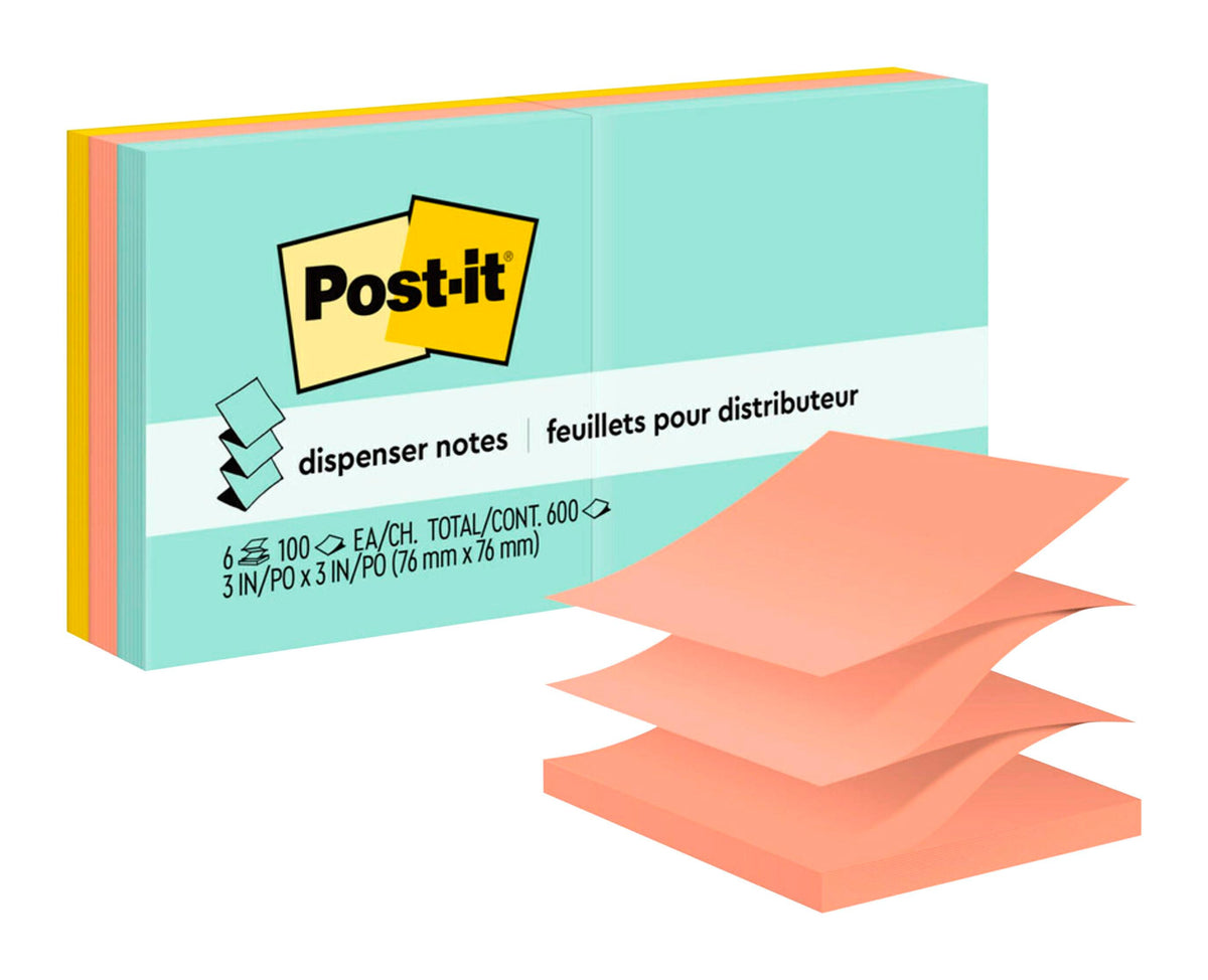 POST-IT NOTE POP-UP REFILL 3X3 BEACHSIDE CAFE PACK OF 6