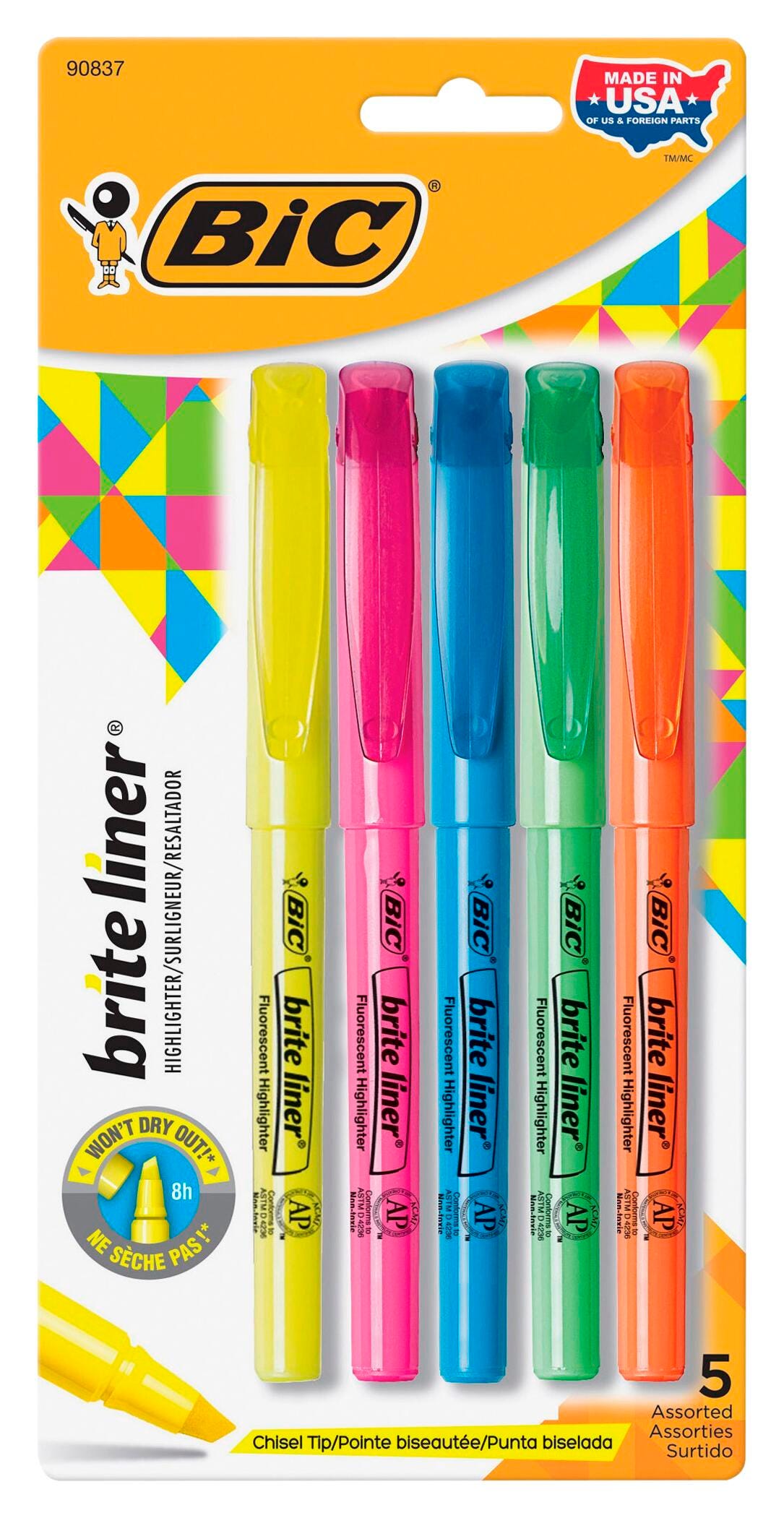 HIGHLIGHTER BRITE LINER SET OF 5 COLORS