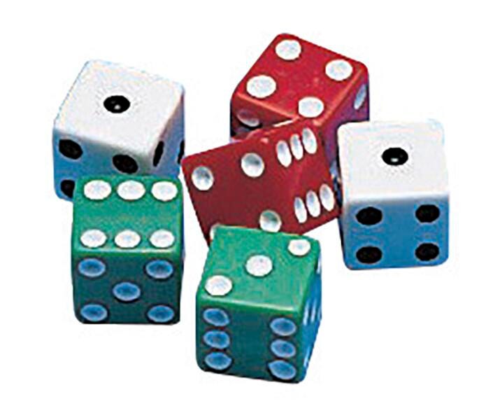 DICE 3 COLORS 5/8 INCH PKG 36