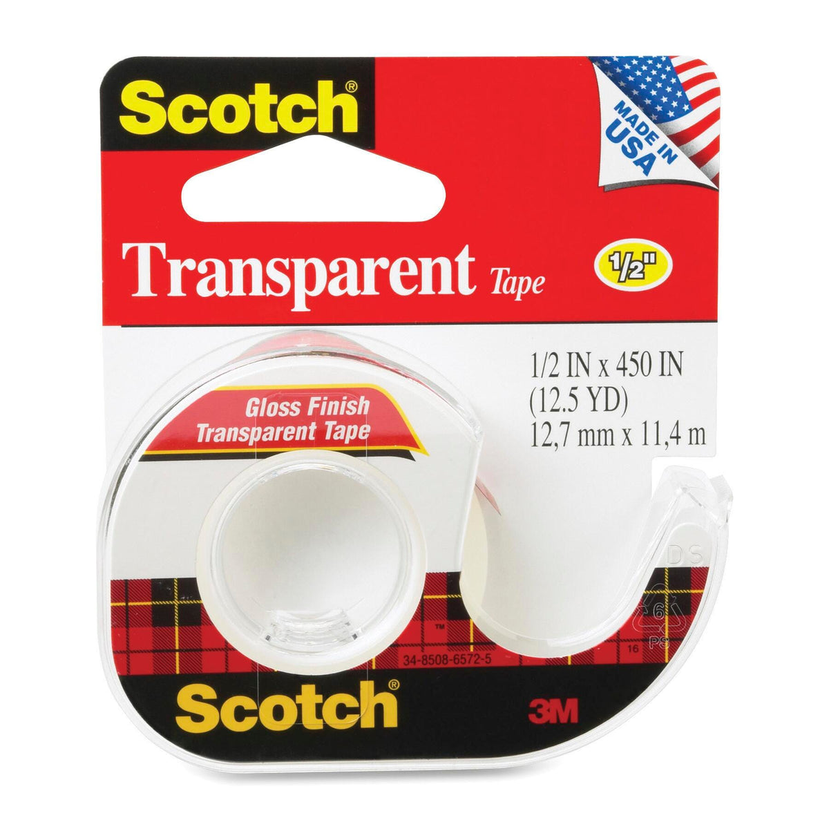 TAPE CLEAR W/DISPENSER .50 IN X 450 IN