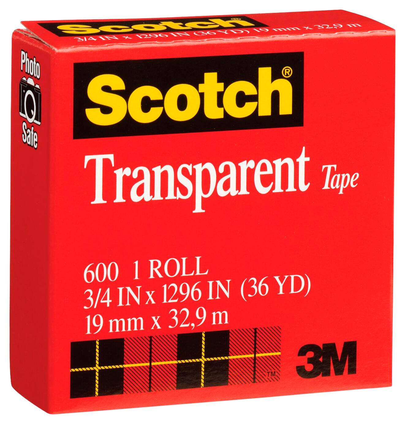 TAPE SCOTCH 600 -1 IN CORE 0.75 X 1296 IN - EACH