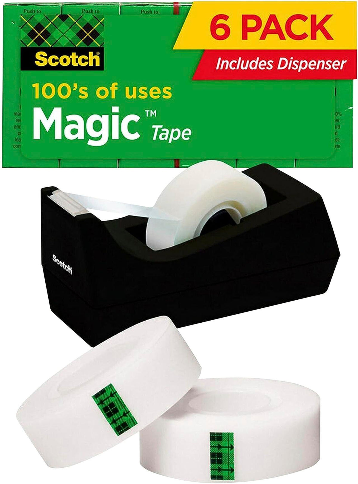 TAPE DISPENSER DELUXE BLACK MMM810C40BK 0.75 IN X 1000 IN PACK OF 6