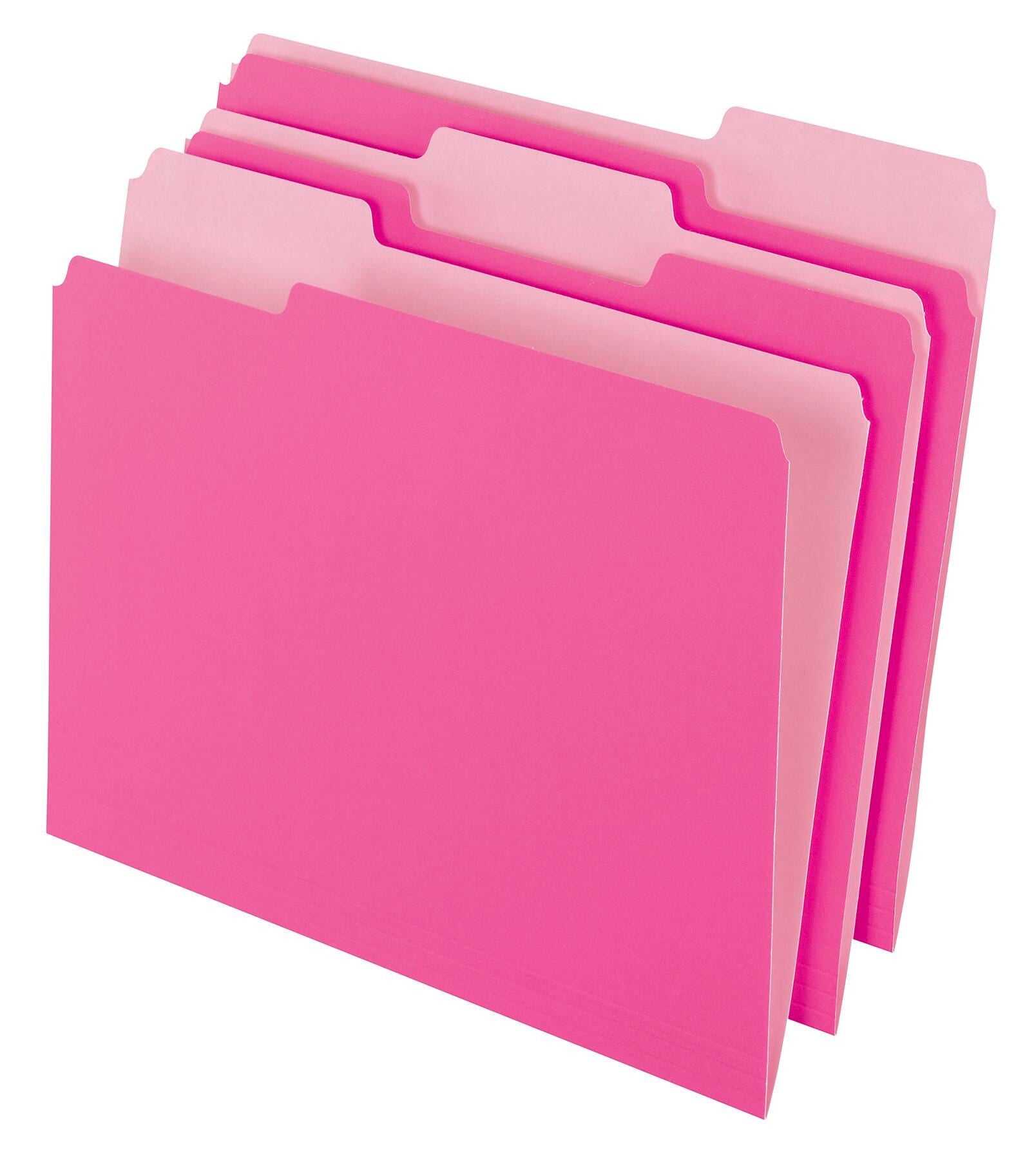 FILE FOLDER TWO-TONE LETTER 1/3 CUT TAB PINK PACK OF 100