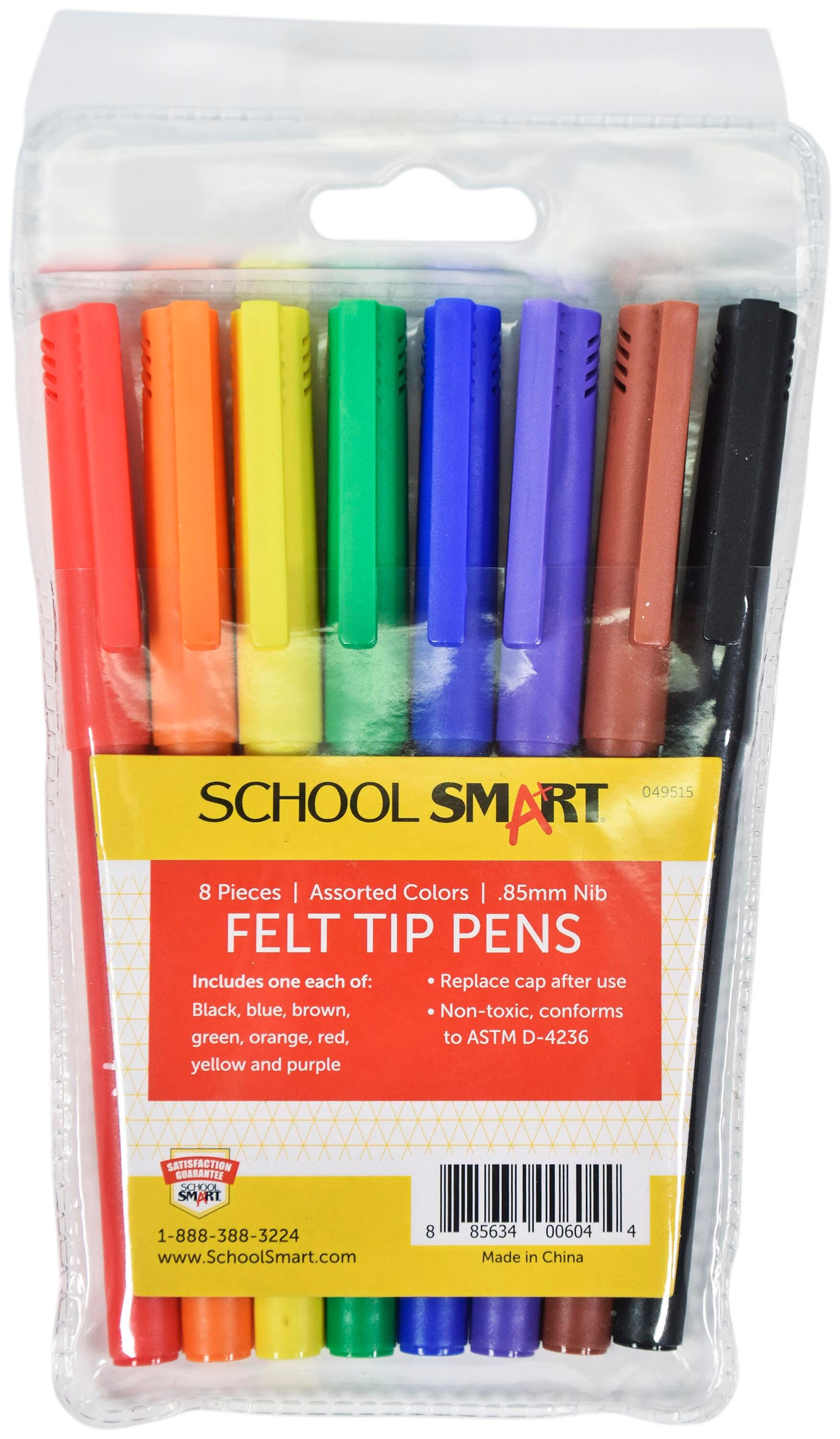 PEN ASST COLORS FINE FELT TIP SCHOOL SMART SET OF 8