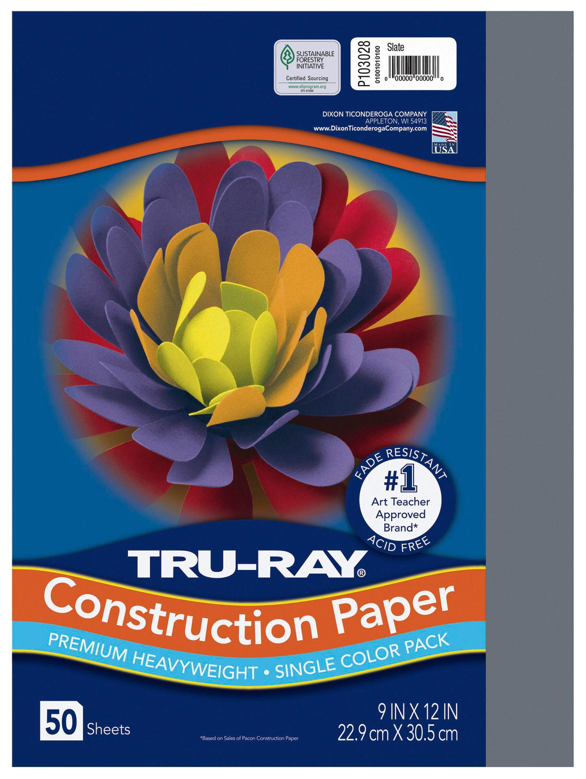 CONST PPR 9X12 SLATE TRURAY 50 SHTS
