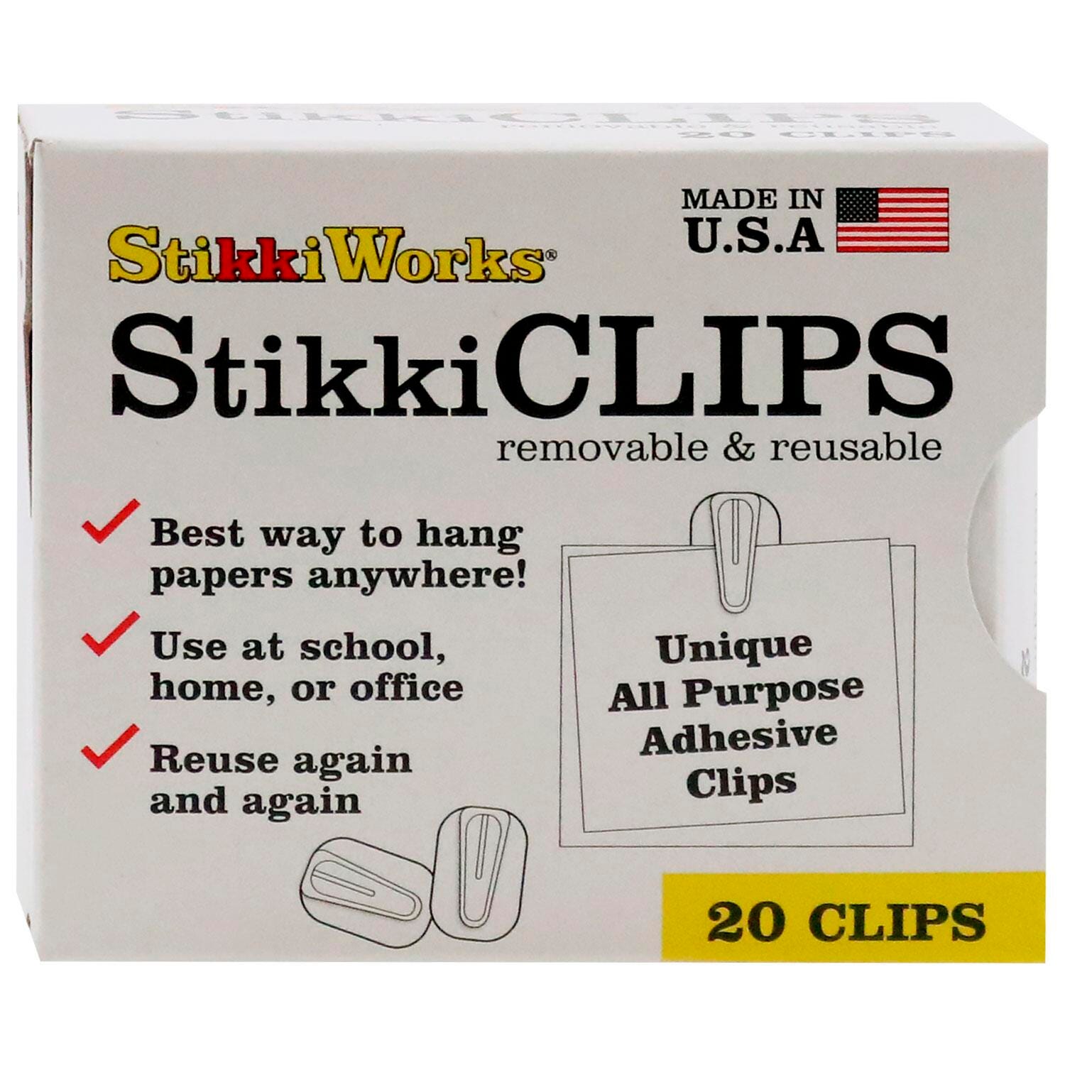STIKKIWORKS ADHESIVE CLIPS WHITE PACK OF 20