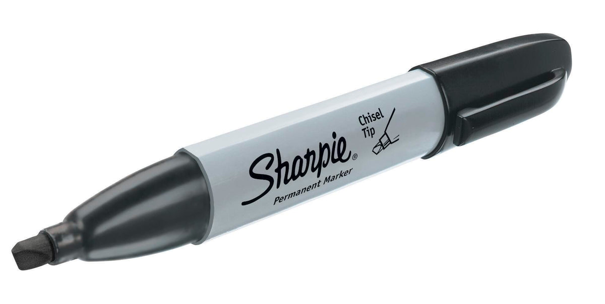 MARKER PERMANENT SHARPIE CHISEL BLACK PACK OF 12