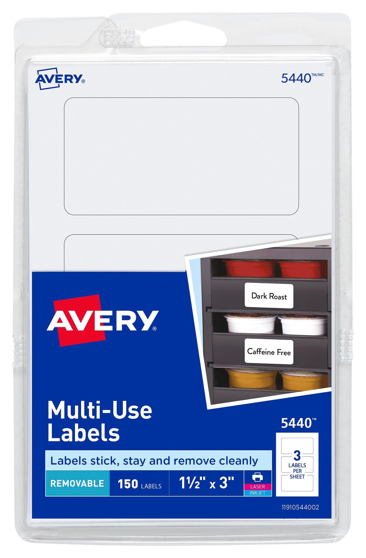 LABEL REMOVABLE 1-1/2X3 IN PK OF 150 AVE05440