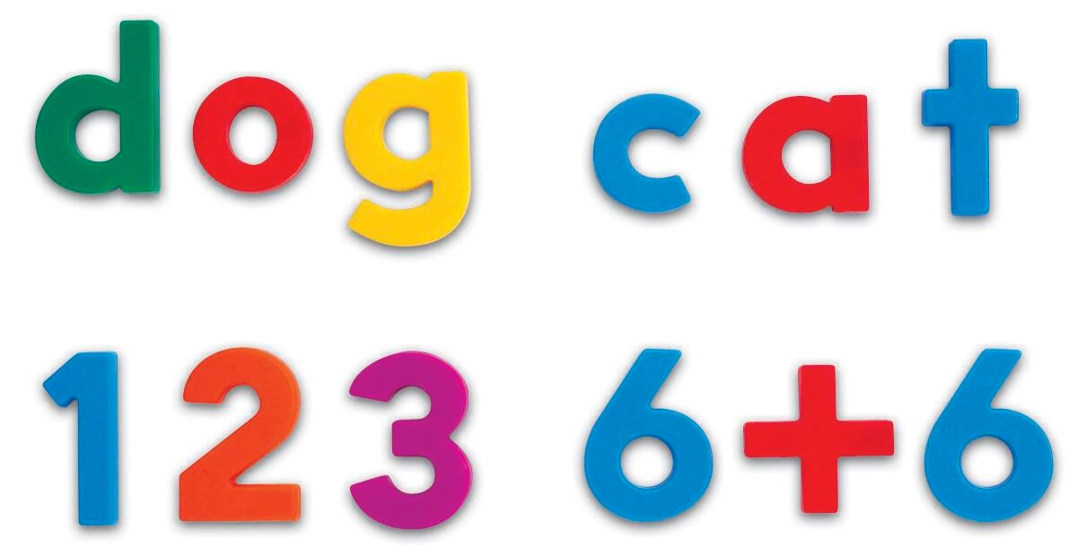 MAGNETS LETTERS AND NUMBERS MULTI COLOR SET OF 214