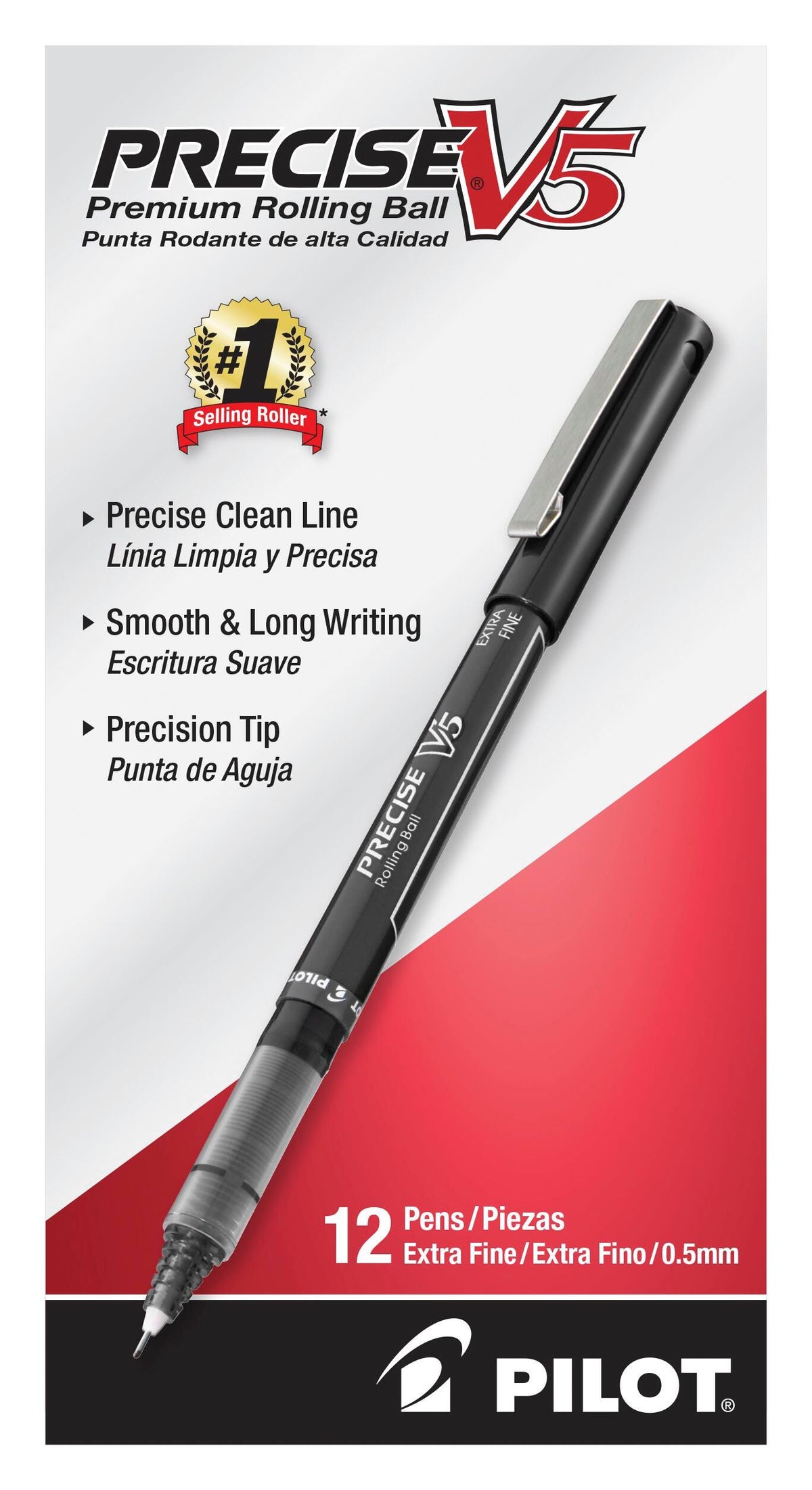 PEN PRECISE V5 STICK ROLLERBALL BLACK PACK OF 12