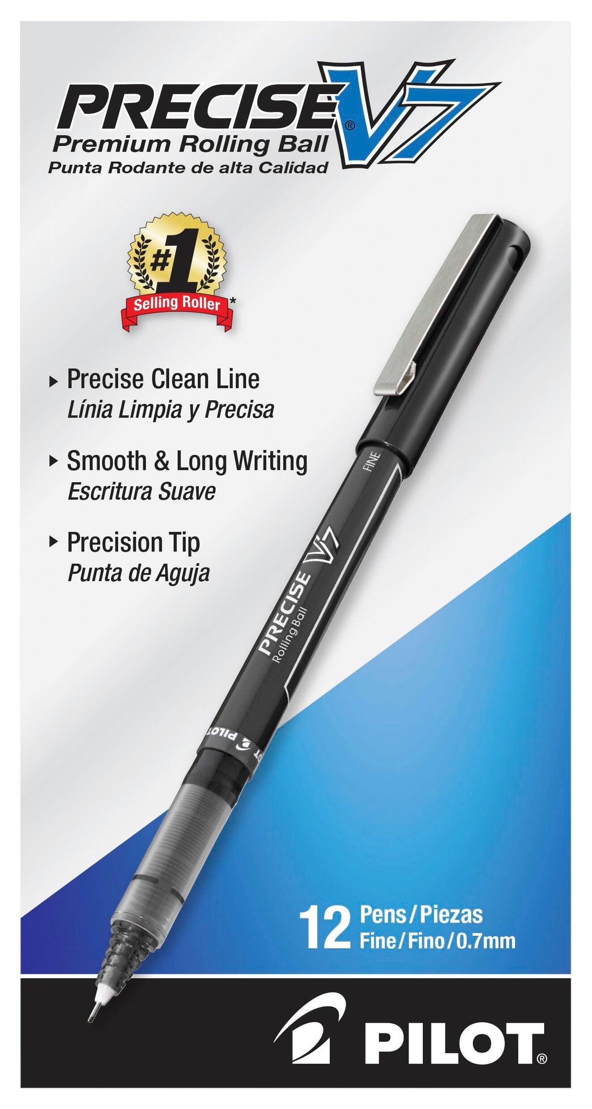 PEN PRECISE V7 STICK ROLLERBALL BLACK PACK OF 12