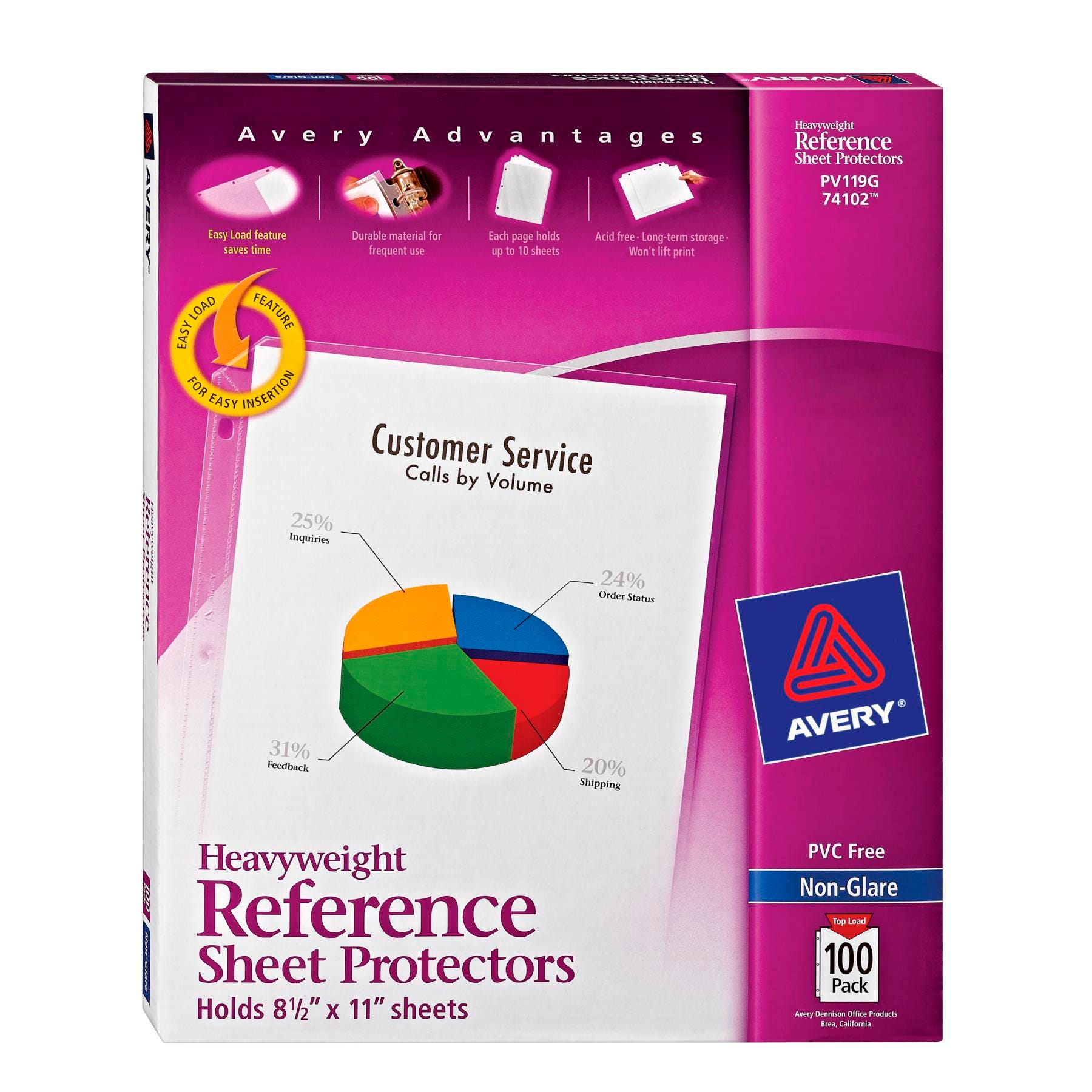 SHEET PROTECTOR TOP LOAD HEAVYWEIGHT NONGLARE PK OF 100 AVE74102
