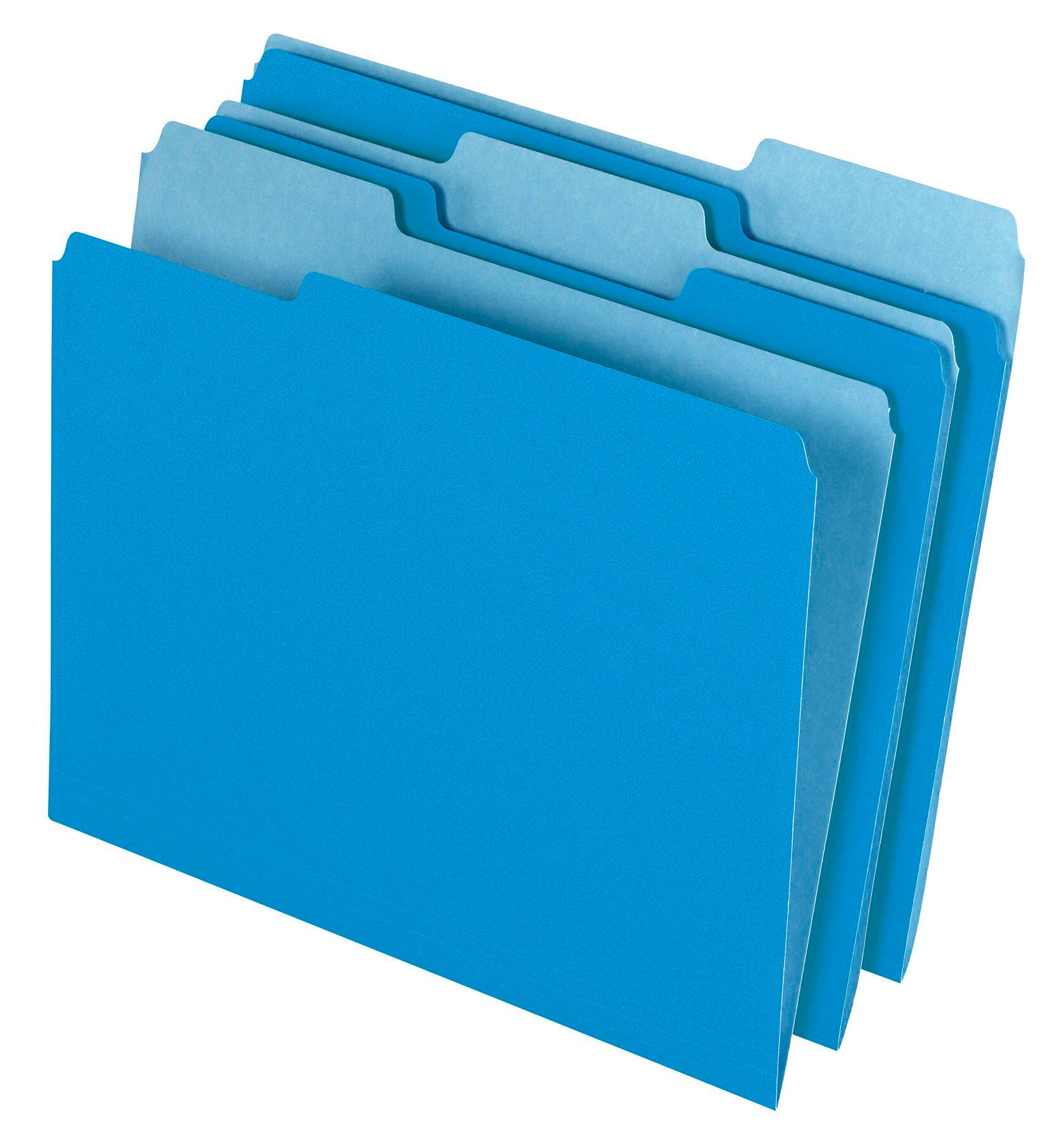 FILE FOLDER TWO-TONE LETTER 1/3 CUT TAB BLUE PACK OF 100