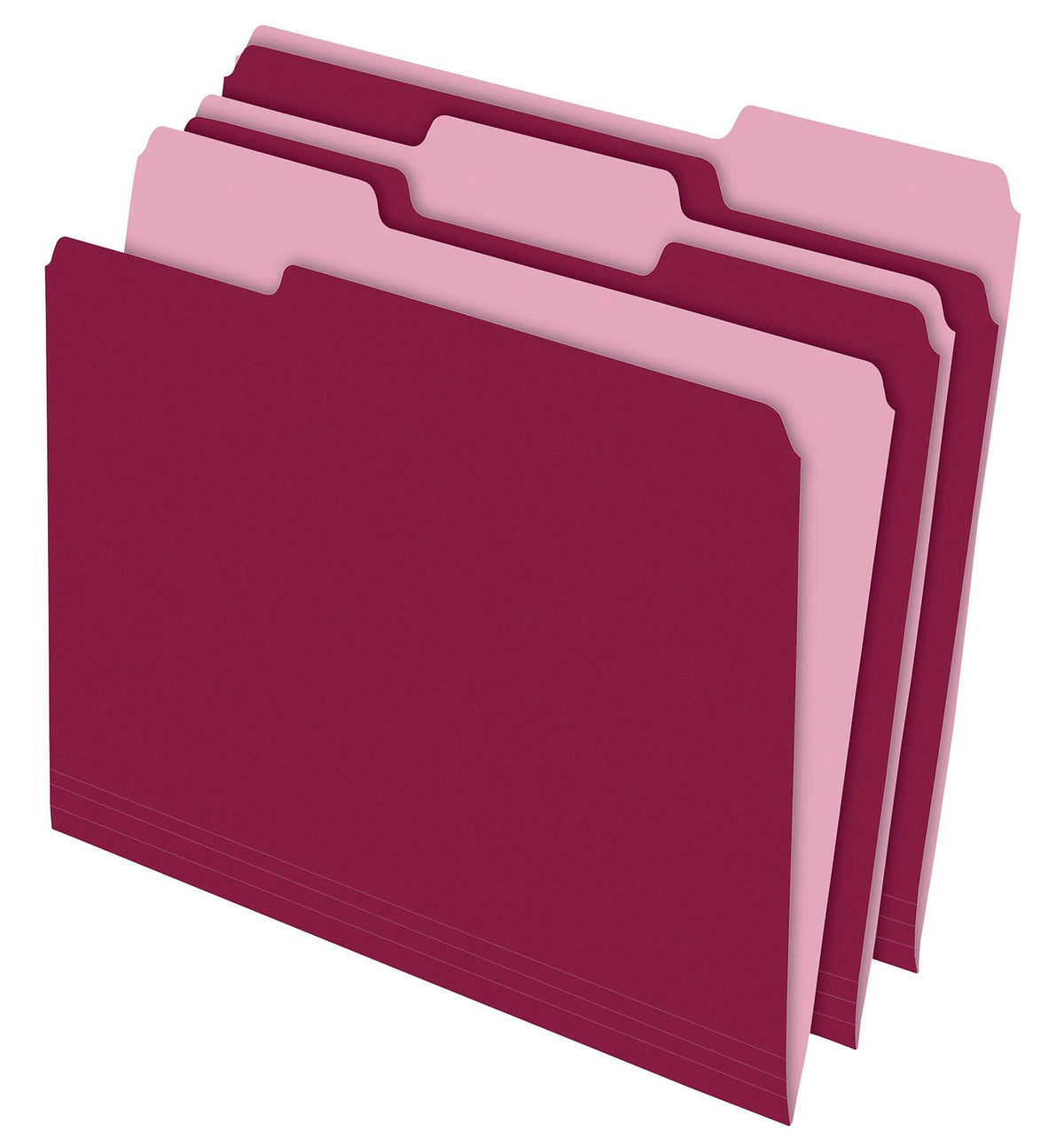 FILE FOLDER TWO-TONE LETTER 1/3 CUT TAB BURGUNDY PACK OF 100