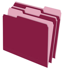 FILE FOLDER TWO-TONE LETTER 1/3 CUT TAB BURGUNDY PACK OF 100