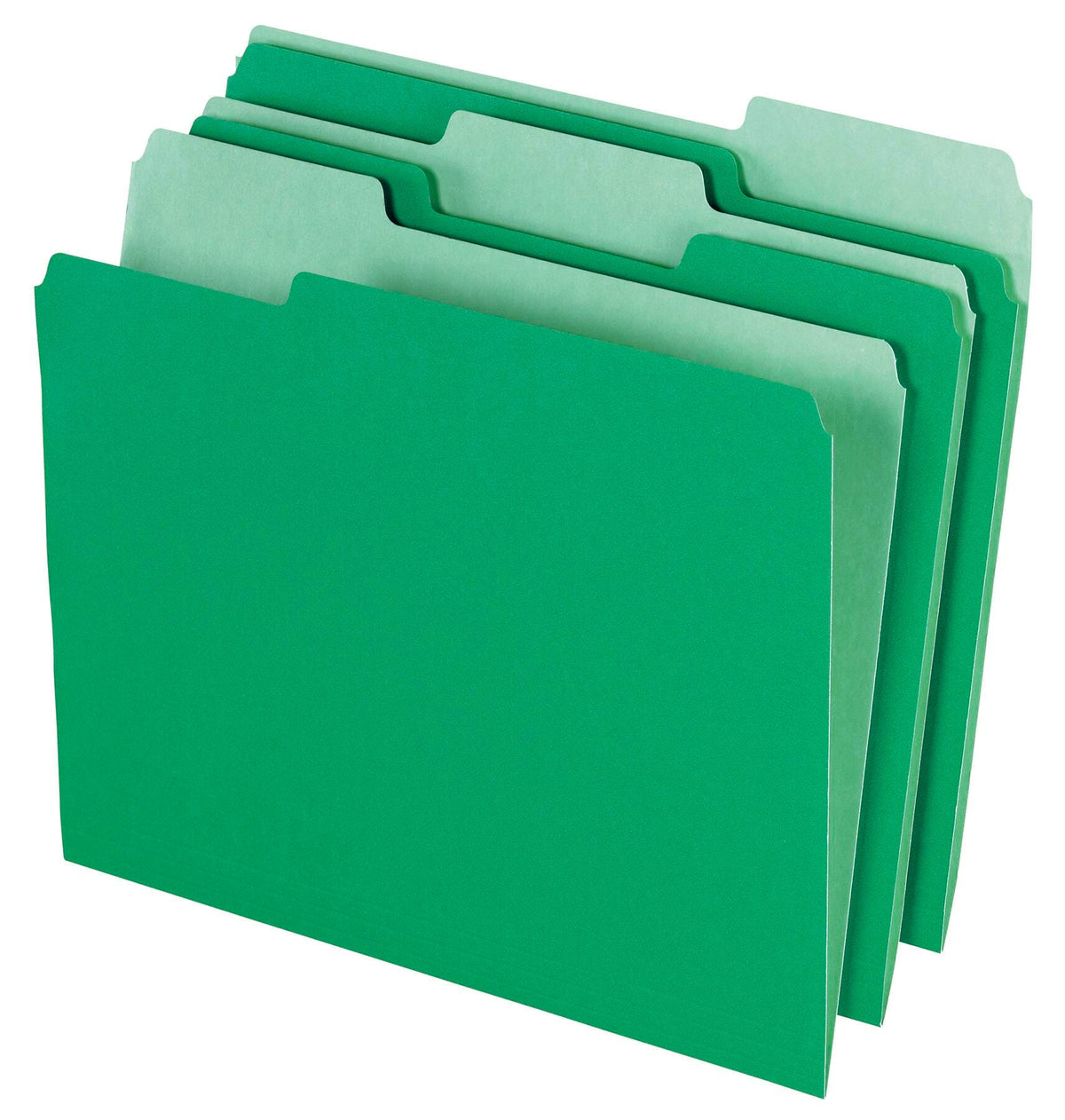 FILE FOLDER TWO-TONE LETTER 1/3 CUT TAB GREEN PACK OF 100