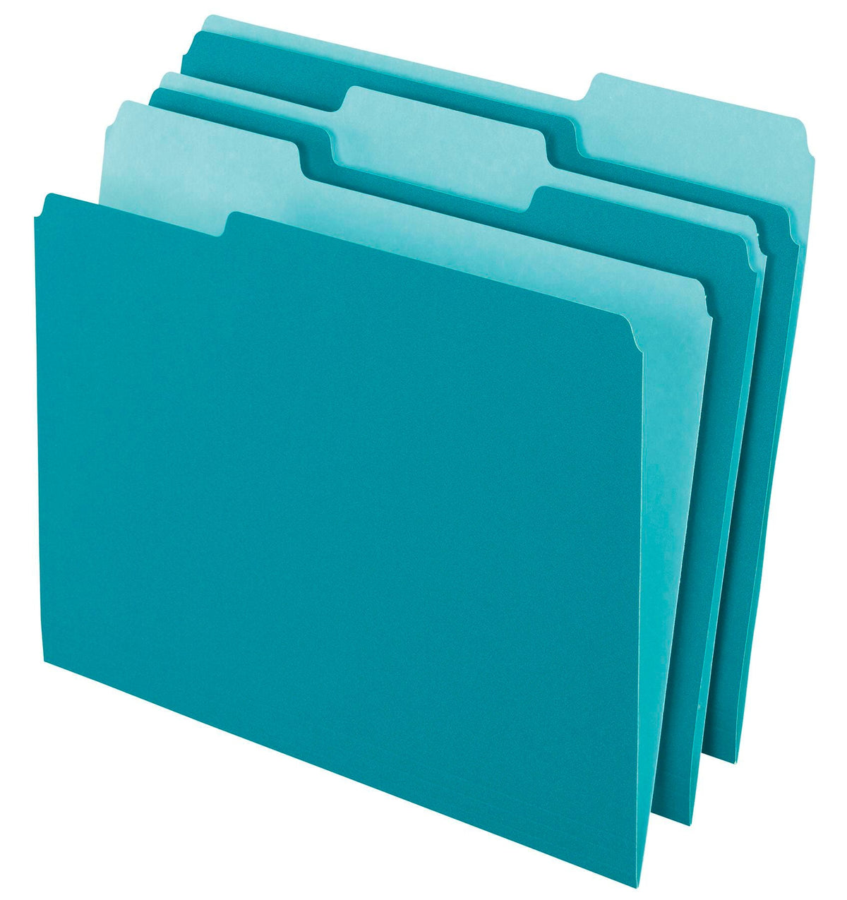 FILE FOLDER TWO-TONE LETTER 1/3 CUT TAB TEAL PACK OF 100