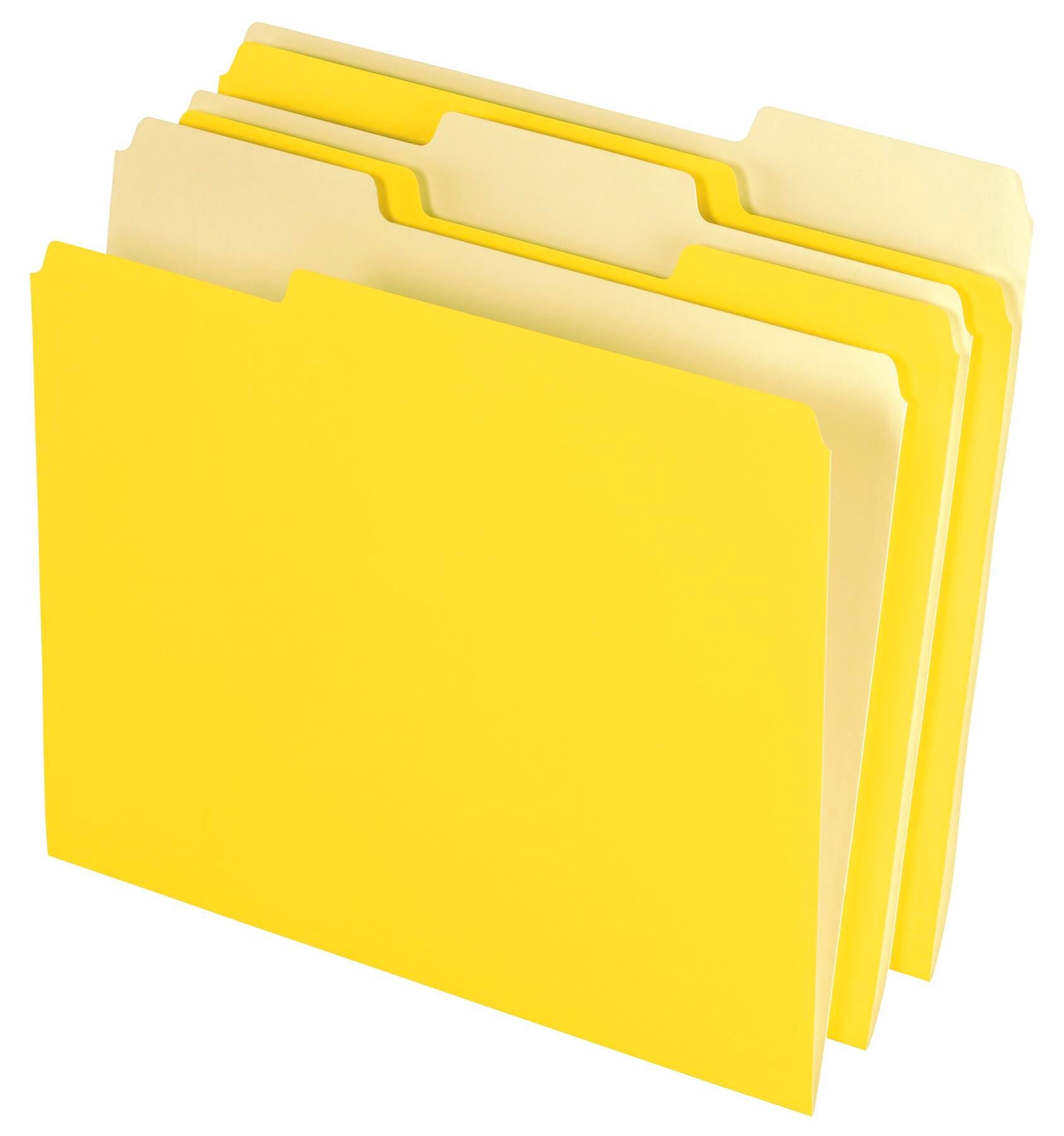 FILE FOLDER TWO-TONE LETTER 1/3 CUT TAB YELLOW PACK OF 100